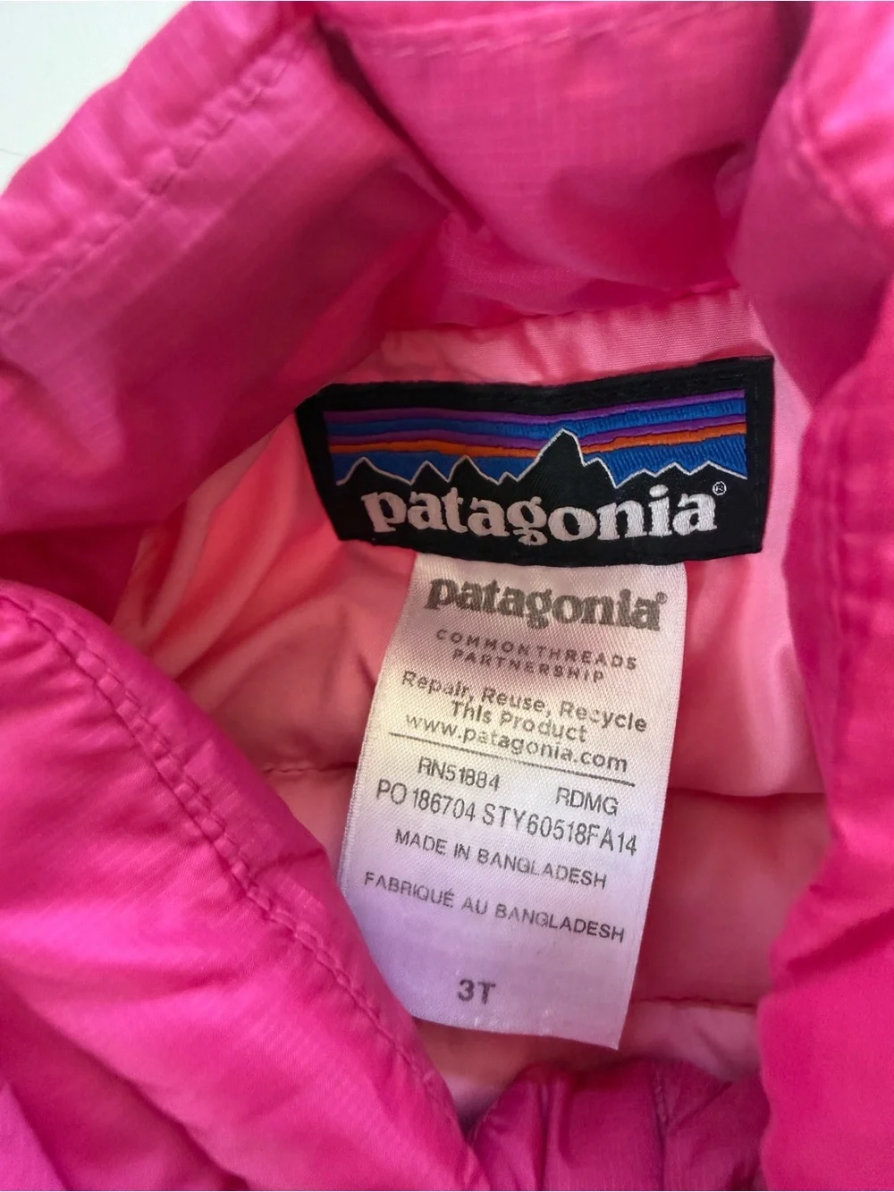 Patagonia Down Sweater Jacket Pink Size 3T